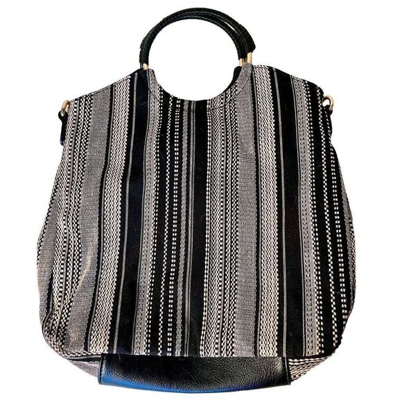 Sole Society Nordstrom Womens Black & White Handbag Tote Boho Purse - Picture 1 of 11